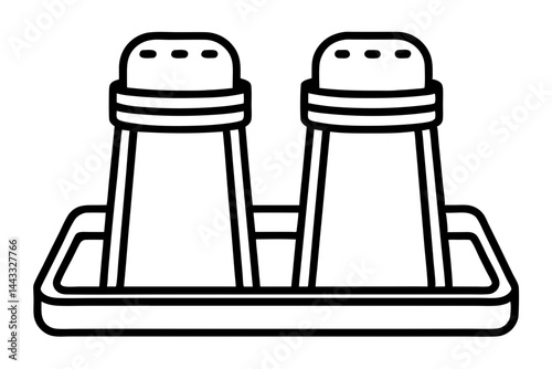 Salt and Pepper Shaker Line Icon – Vector Kitchen Seasoning Symbol in Outline Style

