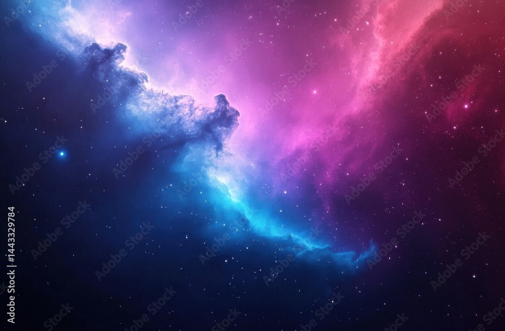 Fototapeta premium Vibrant Cosmic Nebula with Stars and Colorful Clouds of Gas
