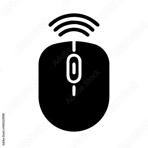 Flat computer mouse icon vector in silhouette style, perfect for gadget, tech, and electronics design