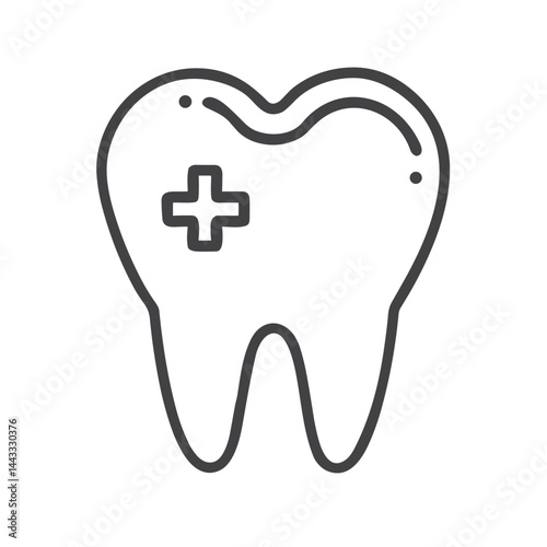 Tooth Icon with Medical Cross - Perfect for Dentist Websites, Oral Health Education, Dental Clinic Services, Healthcare Apps, and Medical Directories