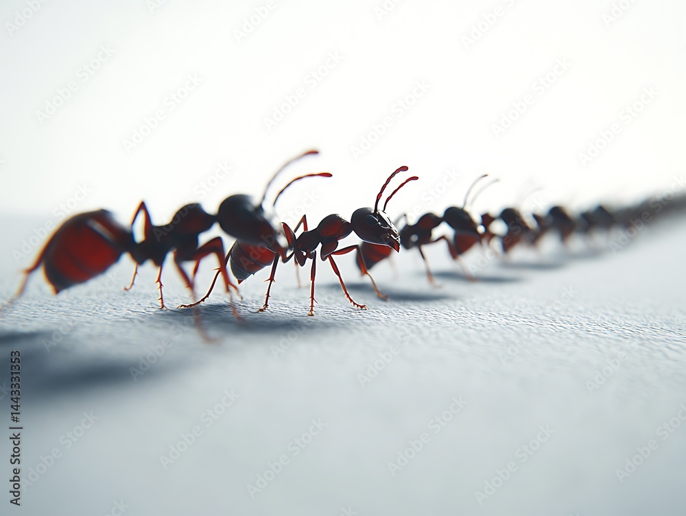 Ants in a line, teamwork