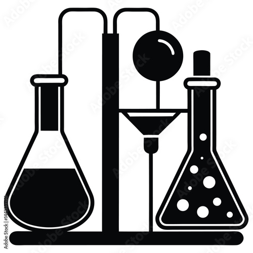 isolated chemistry lab tools on white background 