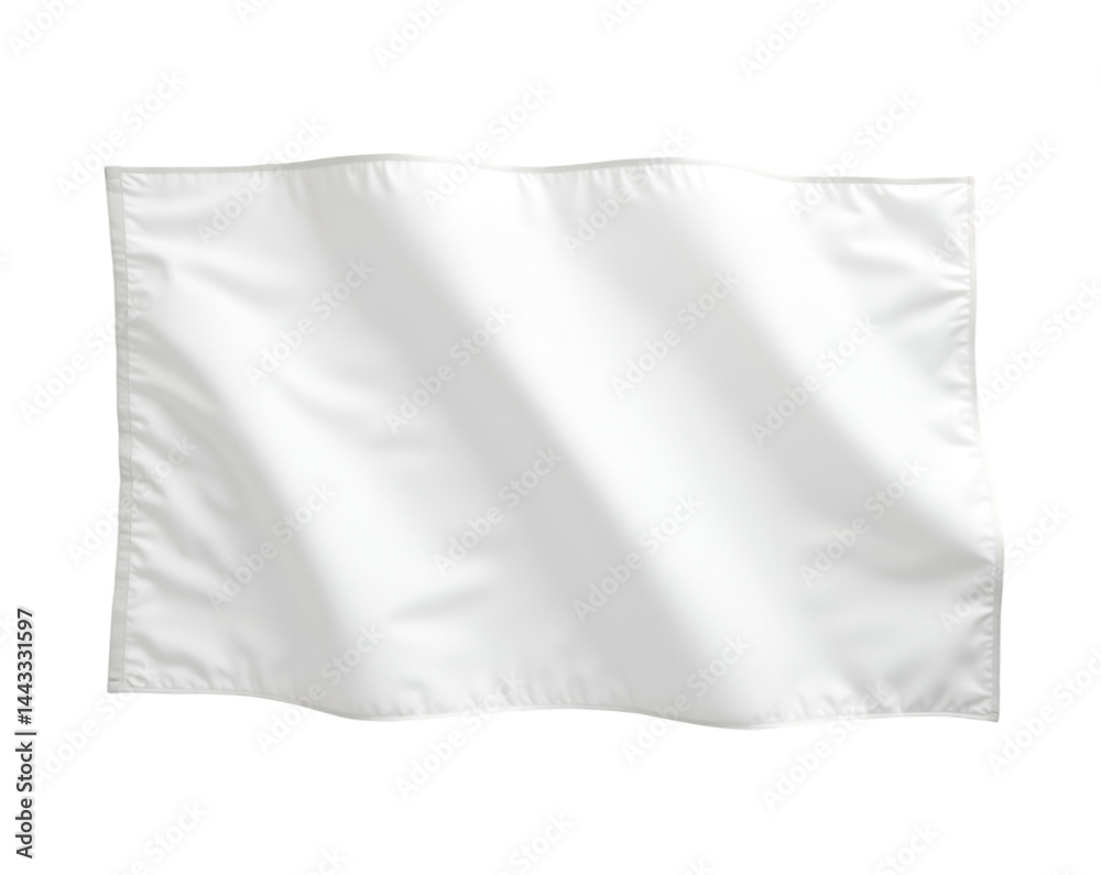 Fototapeta premium A minimalistic image featuring a pristine white flag with subtle waves and a smooth, fabric-like texture on a contrasting setting, evoking concepts of purity, surrender and peace