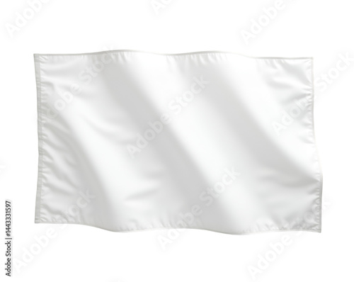 A minimalistic image featuring a pristine white flag with subtle waves and a smooth, fabric-like texture on a contrasting setting, evoking concepts of purity, surrender and peace