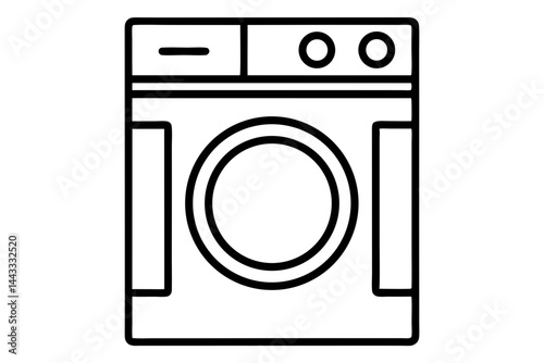 Washing Machine Icon – Line Art Vector for Laundry and Home Use

