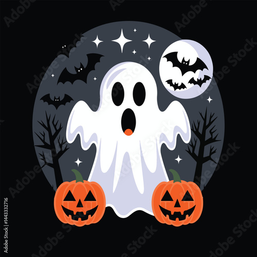Halloween Ghost Pumpkins art illustrations