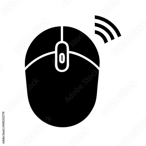 Silhouette style mouse icon vector, ideal for hardware, user interface elements, and web templates.
