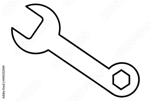 Wrench Icon – Outline Vector Tool for Maintenance and Repair

