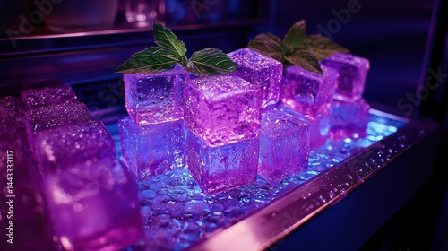 Cool, vibrant ice cubes illuminated