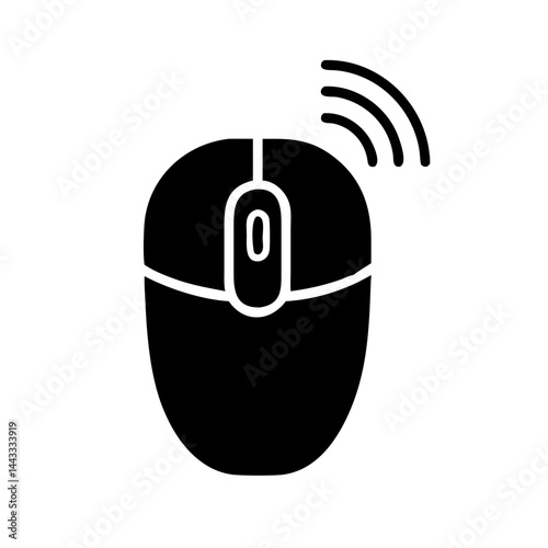 Icon of a computer mouse in silhouette vector style, great for modern UI, tech graphics, and web layouts.