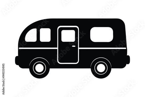 Silhouette art design of a toy camper van.eps