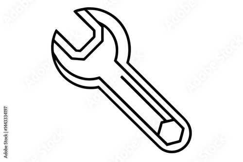 Wrench Icon – Outline Vector Tool for Maintenance and Repair

