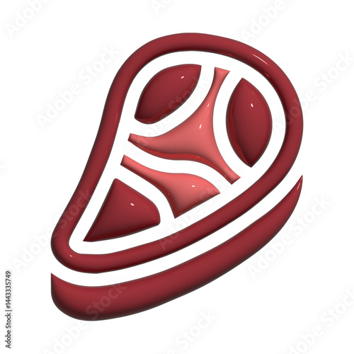 Roast Beef Cut Icon In 3D Style