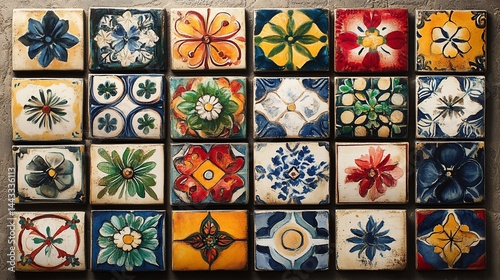 Colorful floral ceramic tile collection