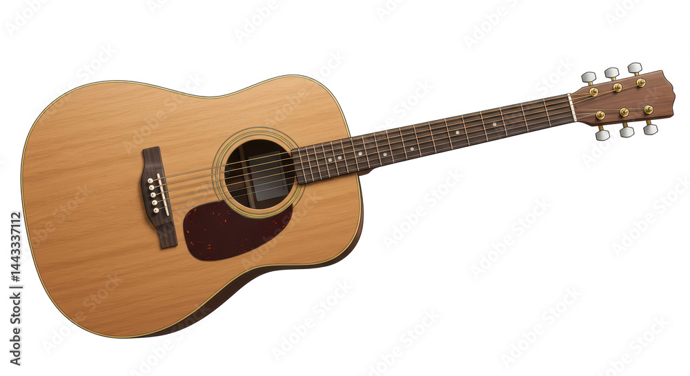 Fototapeta premium Isolated Acoustic Guitar with Natural Wood Finish