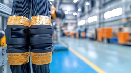 Rare Earth Electronics Concept, Fiber Optic Cable Manufacturing Facility Focused on Production Line Efficiency and Precision Standards
