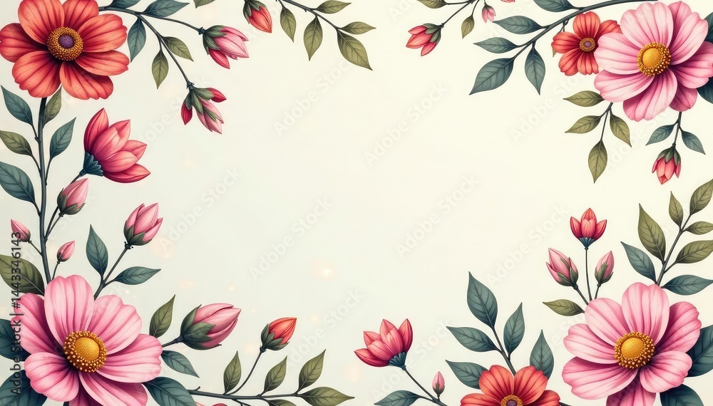 Obraz premium Delicate paisley floral pattern, soft color palette, blooming flowers, texture, subtle