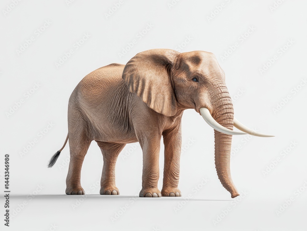 Obraz premium A light beige elephant stands against a plain background