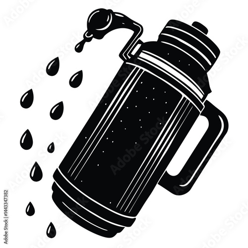 Water Bottle and Flask Canteen, thermos, collapsible water container Vector silhouette