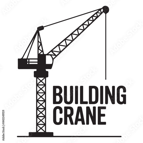 Building crane Icon Vector. Flat vector illustration in Vector Black silhouettes. with white background