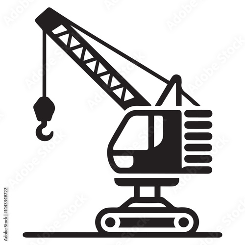 Building crane Icon Vector. Flat vector illustration in Vector Black silhouettes. with white background
