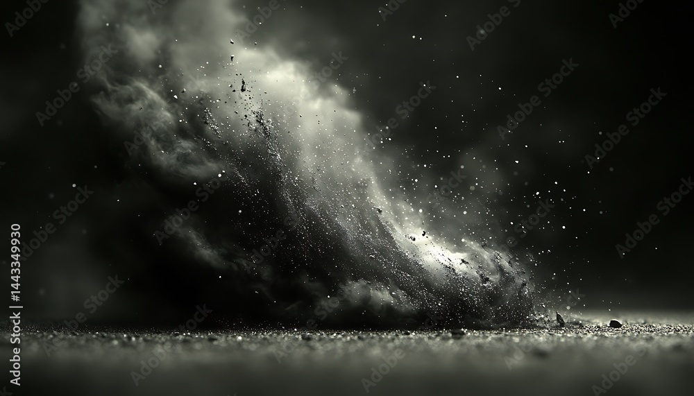 Dark, swirling dust cloud erupts