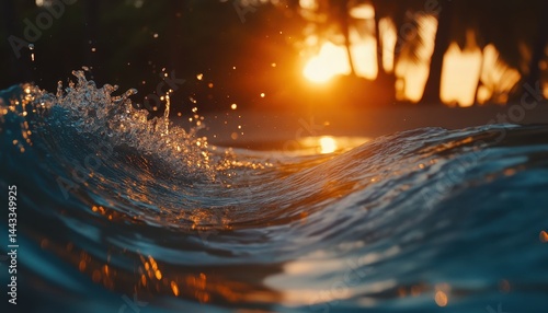 Golden Sunset Wave Splash