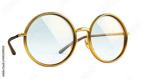 Round Golden Eye Glasses, cut out transparent