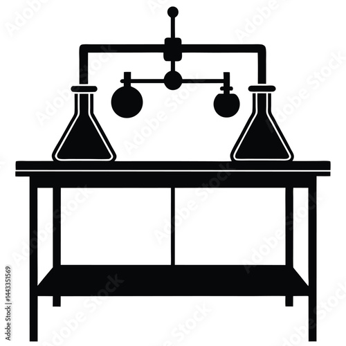 isolated lab bench with scientific equipment on white background 