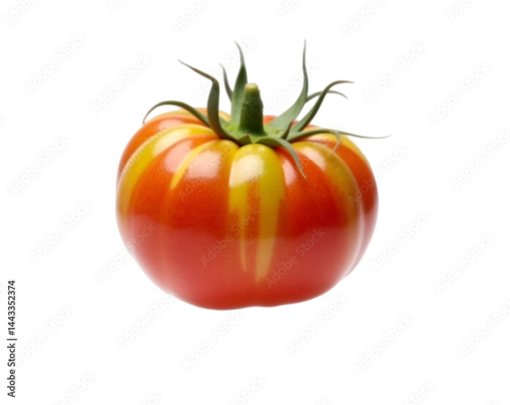 Captivating heirloom tomato with vibrant stripes and an enchanting skin texture, showcasing nature's artistic touch and culinary delight in a minimalist composition Captivating heirloom tomato with vibrant stripes and an enchanting skin texture, showcasing nature's artistic touch and culinary delight in a minimalist composition