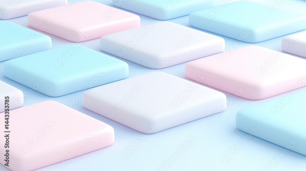 Pastel-colored, square, 3D, geometric pattern Pastel-colored, square, 3D, geometric pattern