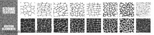 Stone and Pebble Mosaic Pattern Set Isolated on Transparent.  Vector Ground Texture for Architecture, Landscape, and Interior Design