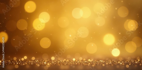 Luxurious gold backdrop with twinkling bokeh and copy space Merry Christmas & Happy New Year design , golden, winter, abstract