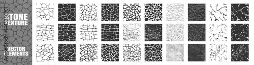 Stone, Pebble and Marble Mosaic Pattern Set Isolated on Transparent.  Vector Ground Texture for Architecture, Landscape, and Interior Design