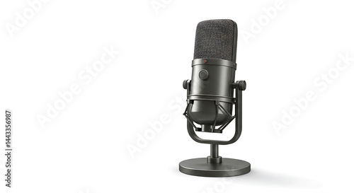 Isolated Classic Microphone, Studio Sound, White Background.