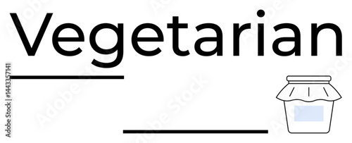 Bold Vegetarian text paired with a simple jar icon for clarity. Ideal for food packaging, dietary branding, healthy eating, minimal design, organic products, marketing, simple landing page