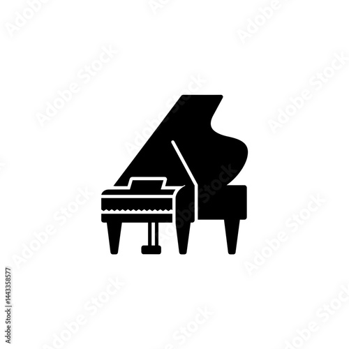 Grand piano silhouette isolated on white background  
