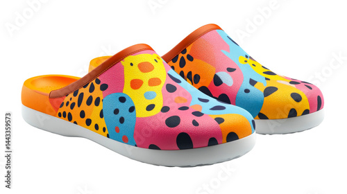Vibrant slip-on shoes, cut out transparent