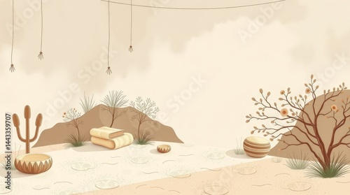 Minimalist Pastel Desert Landscape Backgrounds 