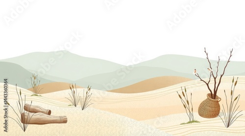 Minimalist Pastel Desert Landscape Backgrounds 