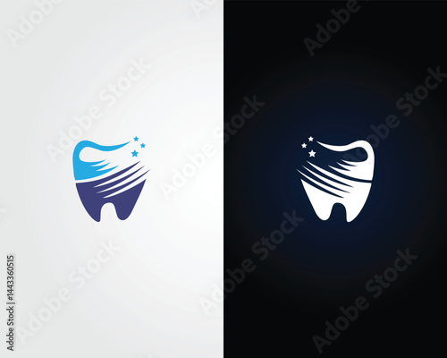 Modern Dental Clinic with Star Elements Logo Icon Design Minimal Vector Template.