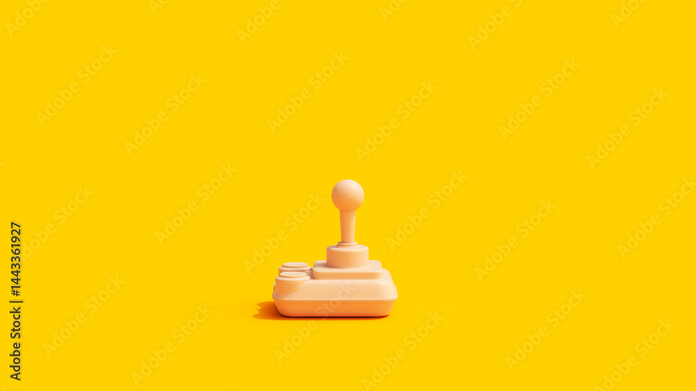 Joystick Arcade Video Game Retro Yellow Background Vivid Flesh Tones 3d Illustration Joystick Arcade Video Game Retro Yellow Background Vivid Flesh Tones 3d Illustration