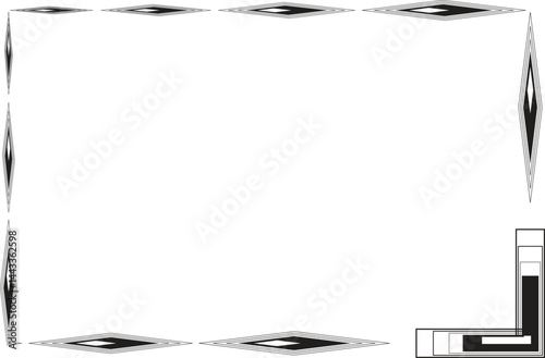 Geometric Elegance: A minimalist geometric border or frame composed of symmetrical diamond shapes and a corner detail, against a background. Clean lines and balanced design.