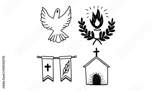 Religious symbols of the Holy Spirit and Christian celebration
