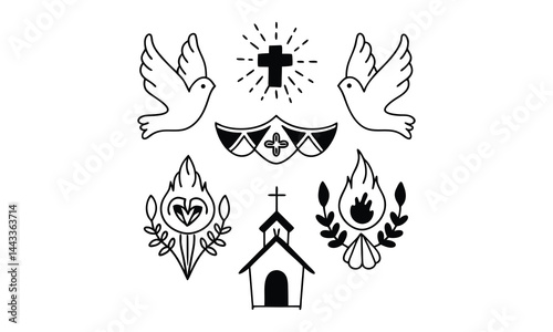 Religious symbols of the Holy Spirit and Christian celebration