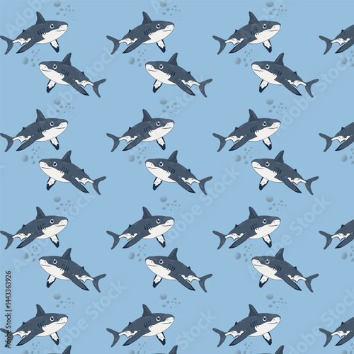  cute shark seamless pattern on blue background for product,fabric,wallpaper,Seamless vector sea print