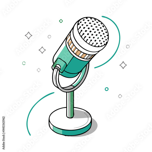 Microphone Icon for Podcast Services, Audio Recording Apps, Speech Recognition Software, Public Speaking Courses, and Voice-over Service Websites