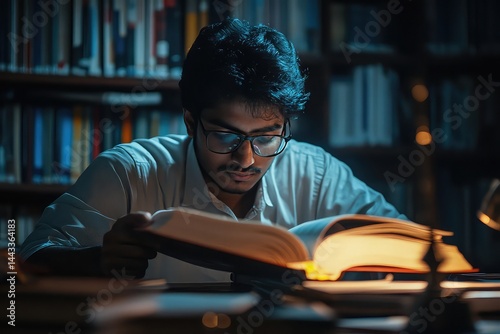 A serious Indian student navigating a digital archive, searching for reliable sources