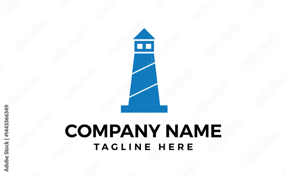 Lighthouse on the blue base logo design and vector illustration. Lighthouse on the blue base logo design and vector illustration.