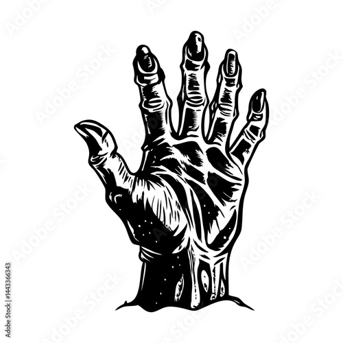 Dead hand illustration in vintage style